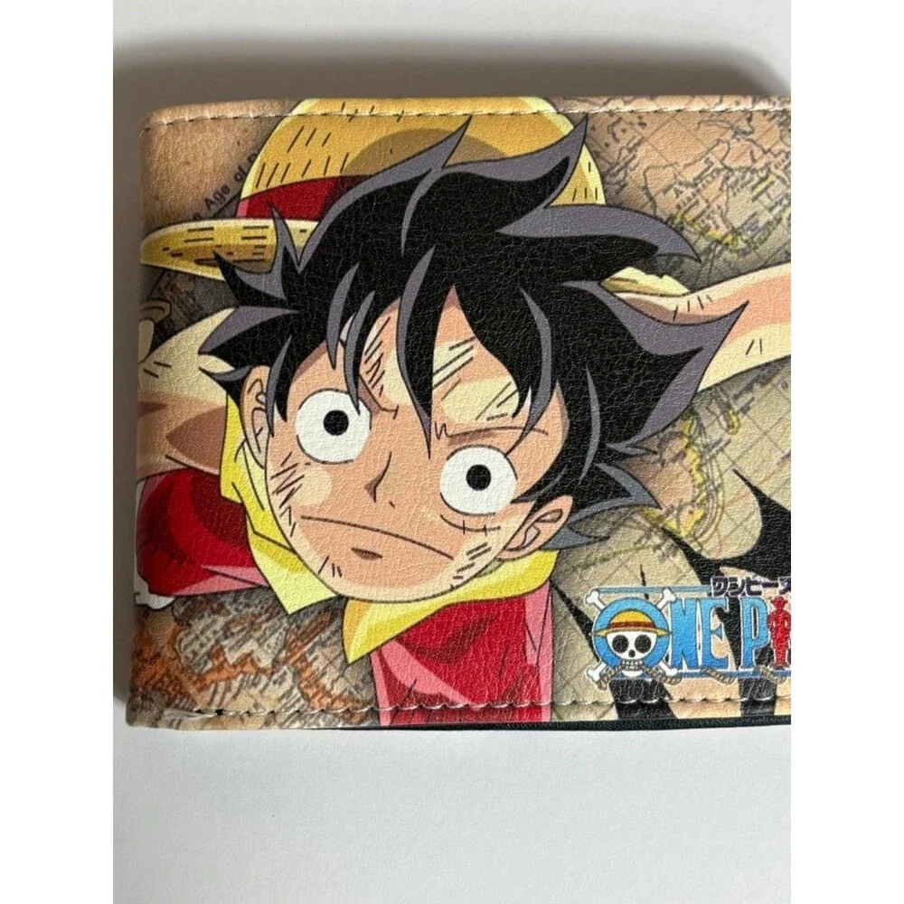 One Piece Luffy Faux Leather Wallet New Tan Red Anime Manga Money